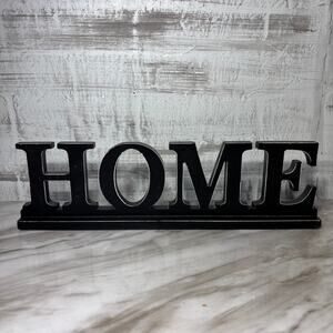 Black Wood HOME Freestanding Tabletop Sign